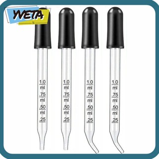 Yveta ชุดหลอดหยดยา หลอดหยดน้ํามันหอมระเหย แบบหนา งอ และตรง 1 มล. 4 ชิ้น