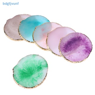 Bdgf จานหินอาเกตเรซิ่น ทรงกลม สําหรับตกแต่งเล็บ 1 ชิ้น
