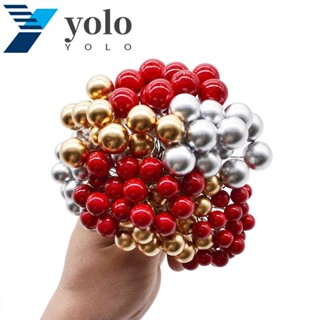 Yolo พวงหรีดดอกไม้ประดิษฐ์ ขนาดเล็ก แฮนด์เมด สีทอง สีเงิน สีแดง สําหรับตกแต่งคริสต์มาส