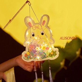 Alisondz โคมไฟกลางฤดูใบไม้ร่วง แบบพกพา สไตล์จีนน่ารัก จี้ DIY ตกแต่งบ้าน ของขวัญเด็ก เรืองแสง โคมไฟแฮนด์เมด