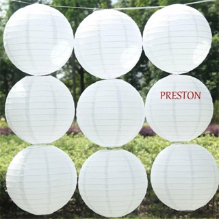 Preston โคมไฟกระดาษ ทรงกลม สีขาว สไตล์จีน 10 15 20 25 30 35 40 ซม. สําหรับตกแต่งปาร์ตี้ วันหยุด DIY