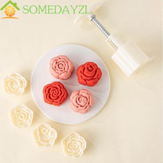 Somedayzl แม่พิมพ์ขนมไหว้พระจันทร์ ลายดอกกุหลาบ 3D DIY