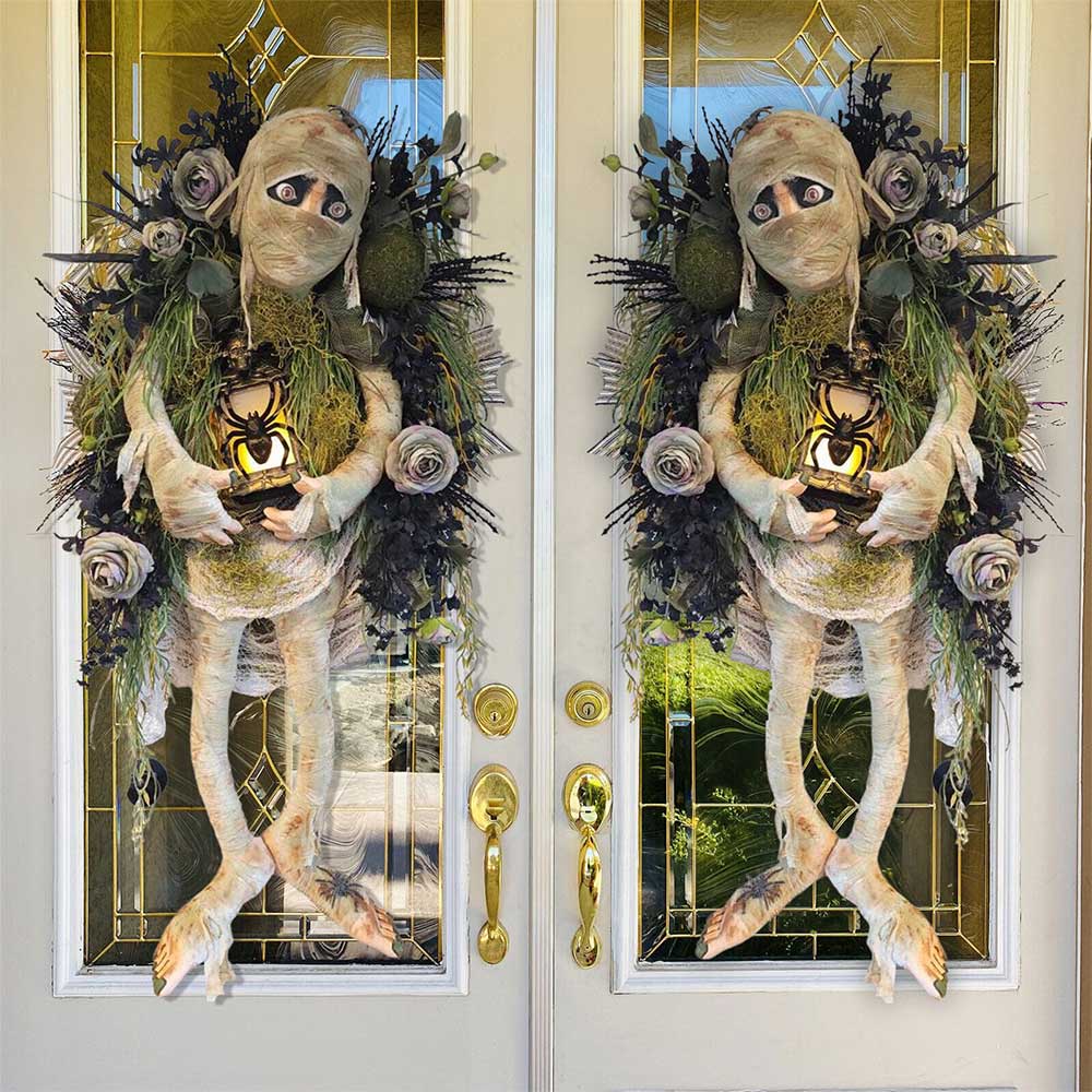Mummy Halloween Wreath Front Decoration