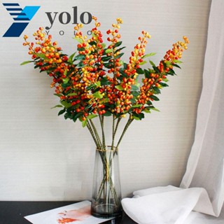 Yolo พืชผลไม้ประดิษฐ์ สีแดง สีทอง สําหรับตกแต่งบ้าน เทศกาลคริสต์มาส