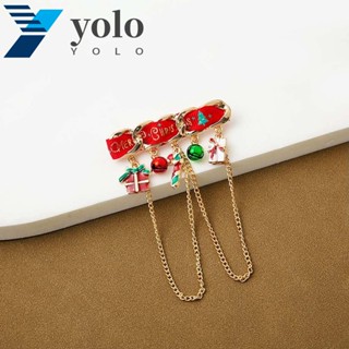 Yolo เข็มกลัด รูปหมวกคริสต์มาส ซานตาคลอส สําหรับตกแต่งเสื้อกันหนาว เสื้อผ้า ของขวัญเพื่อน