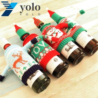 Yolo ฝาครอบขวดไวน์ ลายสโนว์แมน คริสต์มาส สําหรับตกแต่งบ้าน เทศกาลปีใหม่ เทศกาลคริสต์มาส