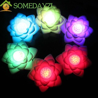 Somedayzl ใหม่ โคมไฟกลางคืน รูปดอกบัว 3D เปลี่ยนสีได้ ใช้แบตเตอรี่ 7 สี สําหรับตกแต่งปาร์ตี้ งานแต่งงาน