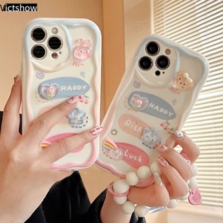 เคสโทรศัพท์มือถือ ลายตุ๊กตาหมีน่ารัก 3D ขอบโค้ง แวววาว พร้อมสายคล้องมือ สําหรับ Samsung A13 A14 A22 A23 A04 A04S A52 A51 A24 A12 A03 A03S A50 A02S A20 A32 DIY