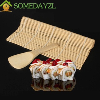 Somedayzl เครื่องทําซูชิม้วน DIY อาหารญี่ปุ่น ไม้พาย บ้าน ไม้ไผ่ ช้อนข้าว