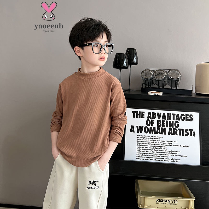 【YAOEENH】เสื้อแขนยาว ผ้าแคชเมียร์ แบบนิ่ม ขนาดใหญ่ 110-170 ซม. แบบเรียบง่าย เหมาะกับฤดูใบไม้ร่วง และฤดูหนาว สําหรับเด็กผู้ชาย และเด็กผู้หญิง