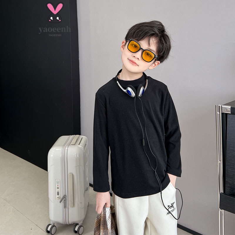 【YAOEENH】พร้อมส่ง เสื้อแขนยาว ผ้าแคชเมียร์ ลายทาง คอปกกลาง ขนาดใหญ่ 110-170 ซม. เรียบง่าย แฟชั่นฤดูใบไม้ร่วง ฤดูหนาว สําหรับเด็กผู้ชาย และเด็กผู้หญิง