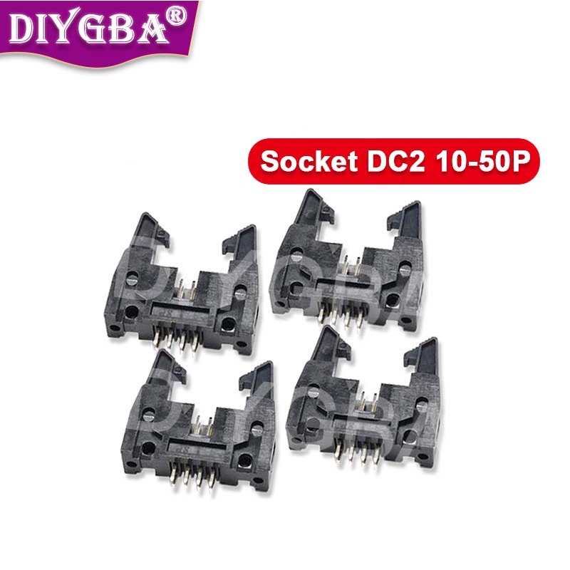 2.54MM Pitch Socket Receptacle DC2-10P IDC ซ็อกเก็ตตรง Pin Connector สําหรับสายริบบิ้นแบน 14P 16P 20