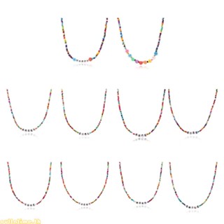 เครื่องประดับ สร้อยคอโชคเกอร์ ประดับลูกปัด สีรุ้ง แฮนด์เมด