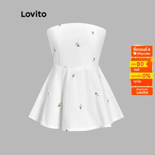 Lovito เสื้อกล้ามลำลองลายดอกไม้ เสื้อกล้าม สำหรับสตรีL52AD002 (สีขาว)