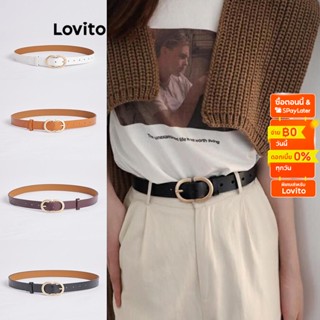 Lovito เข็มขัดโลหะธรรมดา ลําลอง สําหรับผู้หญิง L60AD092 (กาแฟ/ขาว/อูฐ/ดํา)