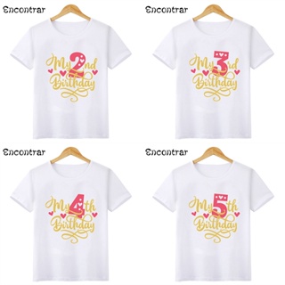 ใหม่ เสื้อยืดลําลอง แขนสั้น พิมพ์ลาย My 1 2 3 4 5 6 7 8 9 10th Birthday แฟชั่นฤดูร้อน สําหรับเด็กผู้หญิง HKP2475