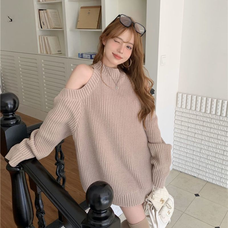 [JF.Home] เสื้อกันหนาวแขนยาว เปิดไหล่ ผ้าถัก ทรงหลวม สไตล์เกาหลี สําหรับผู้หญิง 2023