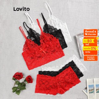 Lovito บราชั้นใน ไม่ยืด ลายลูกไม้ เซ็กซี่ L00306 (สีแดง/สีดำ)