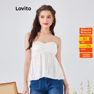 Lovito เสื้อกล้าม ซิปข้าง แต่งเลื่อม มีซับใน สำหรับผู้หญิง L54ED054 (สีชมพู)