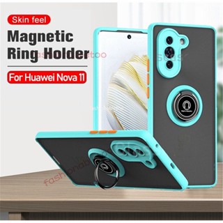 เคสโทรศัพท์มือถือแบบแข็ง ผิวด้าน กันกระแทก พร้อมแหวนขาตั้ง สําหรับ Huawei Nova 11 pro Ultra 11 i 11pro 11Ultra 11i Nova11i Nova11pro 2023