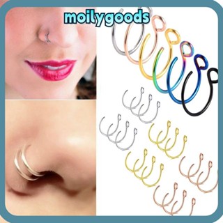 Moilyhd 1 ชิ้น แหวนจมูก แฟชั่น ที่มีสีสัน ของขวัญ สเตนเลส