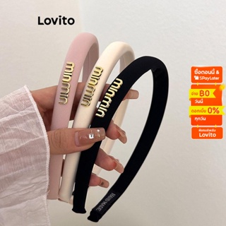 Lovito ที่คาดศีรษะลําลอง พิมพ์ลายตัวอักษร Y2K Basic Ins สําหรับผู้หญิง L60AD054 (ปิด สีขาว/ชมพู/ดํา)