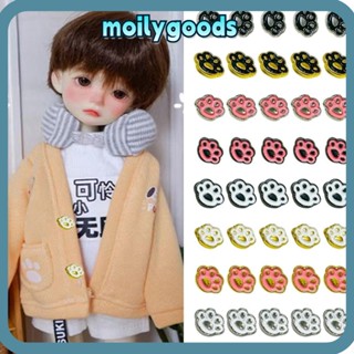 Moilyhd บักเกิลติดเสื้อผ้าตุ๊กตา รูปรอยเท้าแมว 8 สี ขนาดเล็ก 8 มม. 1/6 40 ชิ้น