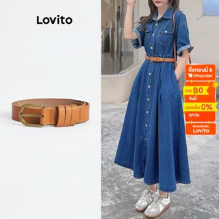 Lovito Casual Plain Belt (สีน้ำตาล)