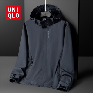 UNIQLO เสื้อแจ็กเก็ตกันลมลําลอง กันน้ํา เหมาะกับใส่กลางแจ้ง สําหรับผู้ชาย ไซซ์ M - 5XL