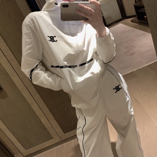 SOSD CEL Beaute 2023 spring and summer new letter logo ribbon coat hooded sports casual pants suit womens casual fashion