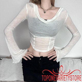 Topone- เสื้อครอปแขนยาว มีฮู้ด ป้องกันแสงแดด สีพื้น สําหรับผู้หญิง