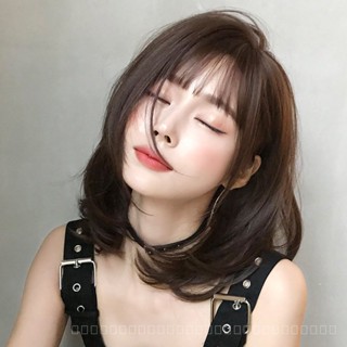 [0727]YWQJ-JF New Wig Womens Short Hair Straight Bangs round Face Bob Haircut Inner Buckle Full Top Hair Set Net Red Shoulder Hair LONC