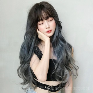 [0727]YWQJ-JF Cross-Border New Arrival Wig Female Long Hair Big Wave Gradient Blue Gray Full-Head Wig Online Influencer Pop Whole Top Hair Cover 2B2M