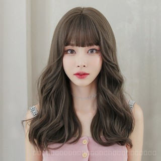 [0727]YWQJ-JF Wig Female Long Hair Natural Full-Head Wig Style Long Curly Hair Air Bangs Fluffy Fashion Medium Long Hair 6SJS