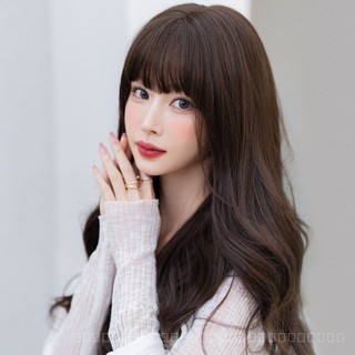 [0727]YWQJ-JF Wig Female New Long Curly Hair Air Bangs Big Wave Natural Full-Head Wig Seamless Simulation Wigs HFNA