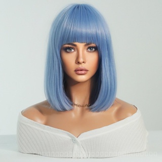 [0727]YWQJ-JF New European and American Style Wig Womens Short Straight Hair Fashion Colorful Internet Popular Full Top Full-Head Wig Natural Pullover Chemical Fiber Wig MQEJ