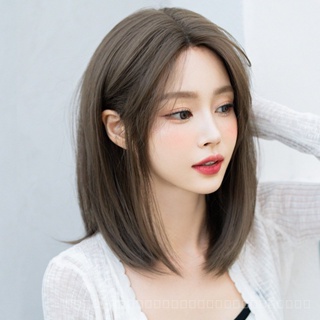 [0727]YWQJ-JF Wig Womens Short Straight Hair T-Shaped Hand-Woven Mid-Length Full Top Head Cover Natural Lace Full-Head Wig Natural Simulation Chemical Fiber Hair ESYI