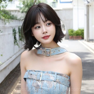 [0727]YWQJ-JF Summer New Style Fresh Wig Womens Short Curly Hair Natural Comfortable Hair Tail Eversion Full Top Full-Head Wig Sweet 656W