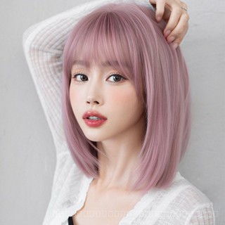 [0727]YWQJ-JF Summer New Wig Female Short Hair Sweetheart Pink Full Top Full-Head Wig Style Natural Breathable Hair Cover FOVC