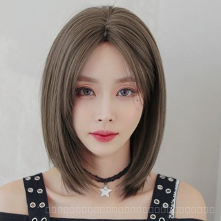 [0727]YWQJ-JF Wig Womens Medium Long Hair Trimming Short Straight Hair Wig Medium Straight Hair Collarbone Length Haircut Wig Full-Head Wig YFCV