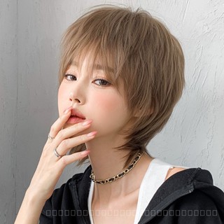 [0727]YWQJ-JF Wig Womens Short Hair Fashion Neutral Wolf Tail Full Top Head Cover Age-Reducing Handsome Men and Women Hair Cover JFOP