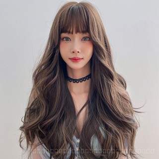 [0727]YWQJ-JF Wig Womens Long Hair Full Top Air Bangs Full-Head Wig Style Fluffy Big Wave Curly Hair Fashion Long Hair KOFO