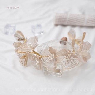 [0721]YWSY-XNTS New Handmade Pearl Copper Piece Flower Hair Band Hair Band Bridal Wedding Headdress Clothing Accessories KDIV