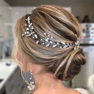 [0721]YWSY-XNTS Bridal Wedding Headscarf Crystal Silver Leaf Bridal Hair Accessories Rhinestone Hair Band Tiara for Bride and Bridesmaid XBKY