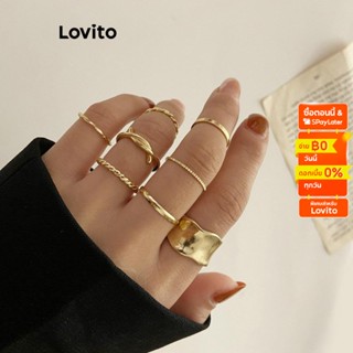 Lovito แหวนโลหะ รูปผีเสื้อ แบบเรียบ ลําลอง สําหรับผู้หญิง L60AD049 (Style 1/gold)