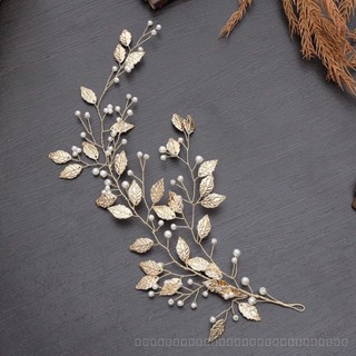 [0721]YWSY-XNTS Korean Style Hot Gold Alloy Leaves Bridal Headdress Beaded Wedding Hair Accessories Photographic Studio Modelling Accessories Wedding Decoration ZBGG