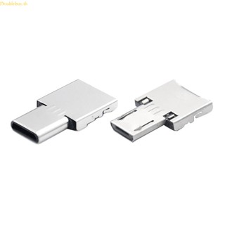 (ลดราคาสูง) Doublebuy อะแดปเตอร์โลหะ USB2 0 เป็น Type C Micro OTG สีเงิน