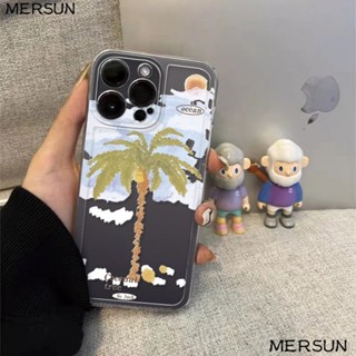 เคสโทรศัพท์มือถือนิ่ม กันฝุ่น ลายก้อนเมฆ ต้นมะพร้าว ฤดูร้อน สําหรับ iPhone14Promax 11 13 12 7 8plus M2RU