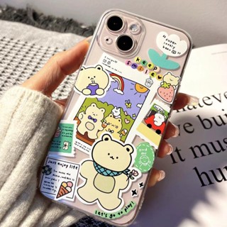 เคสโทรศัพท์มือถือใส แบบนิ่ม ลายหมี สําหรับ Apple Iphone 14 12 13 11 678plus xr xsmax BOV5