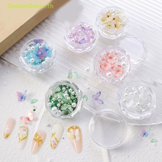 Goldensilver เครื่องประดับเรซิ่น รูปผีเสื้อ 3D 6 สี สําหรับตกแต่งเล็บ